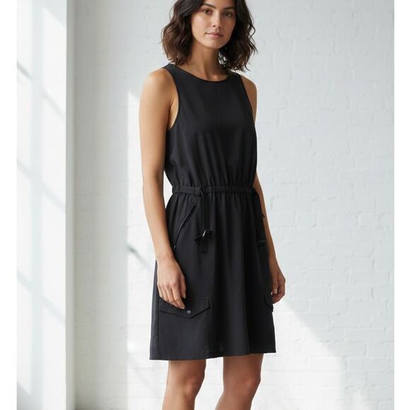 Patagonia Dresses & Skirts - Patagonia Black Lightweight Fleetwith Sleeveless Belted Short Dress, size XS